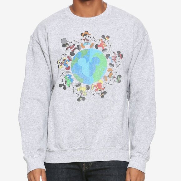 Box Lunch Disney Mickey Mouse Around the World Crewneck Sweatshirt - Picture 1 of 5